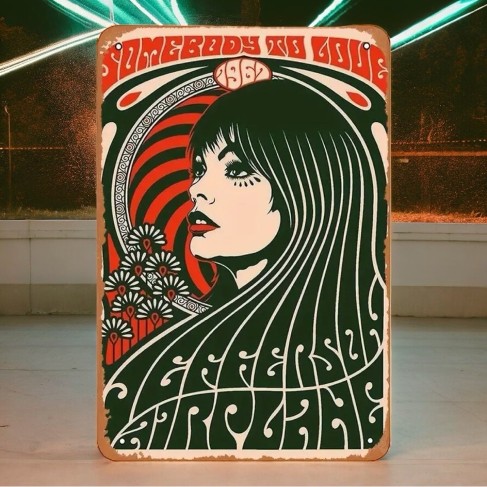 ‼️$7‼️ Jefferson Airplane “Somebody To Love” Poster Metal Tin Vintage Sign ✈️